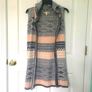 Navy blue and pink sweater vest cardigan